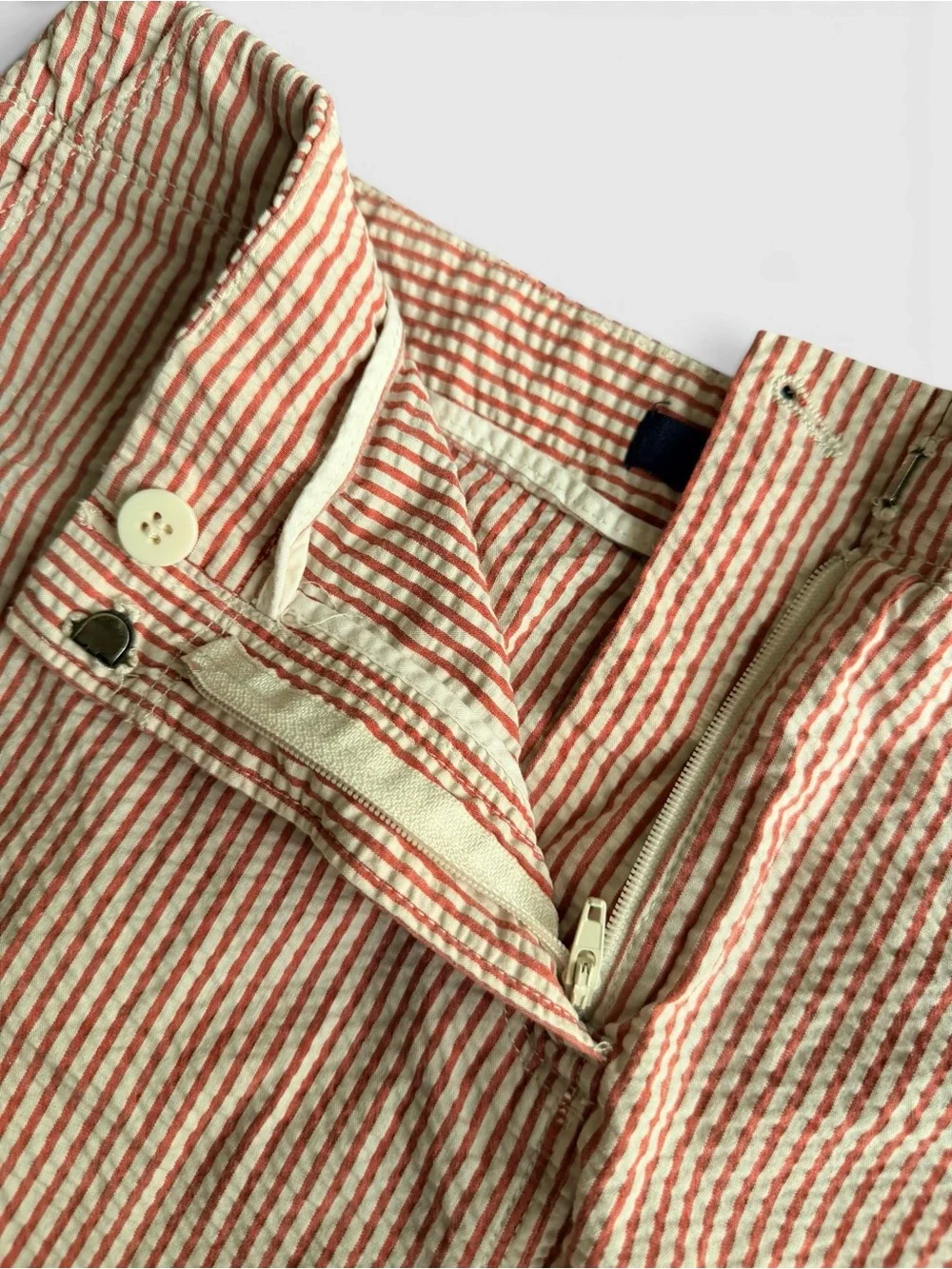 J.Crew Stretch Red & White Seersucker Skirt | Estimated Women’s Size 8